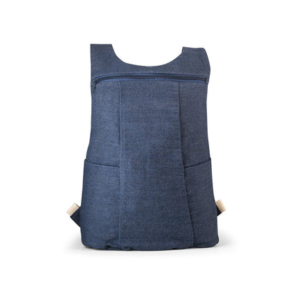 DENIM BPACK promotional backpack in blue (detail view) with custom logo branding