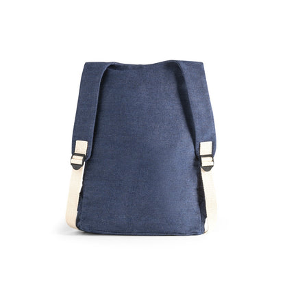 DENIM BPACK promotional backpack in blue (detail view) with custom logo branding