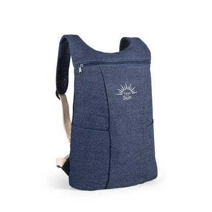 DENIM BPACK promotional backpack in blue with custom logo branding