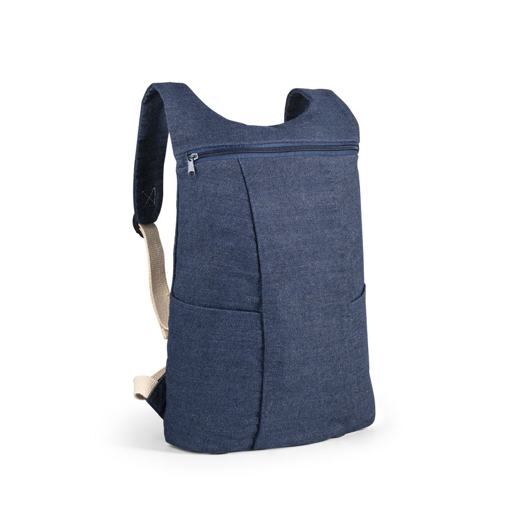 DENIM BPACK promotional backpack in blue with custom logo branding