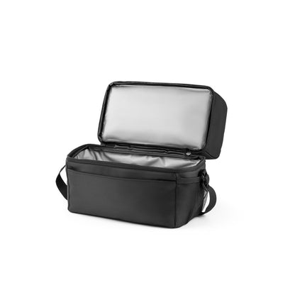 ZIPPERS COOLER promotional cooler bag in black (detail view) with custom logo branding