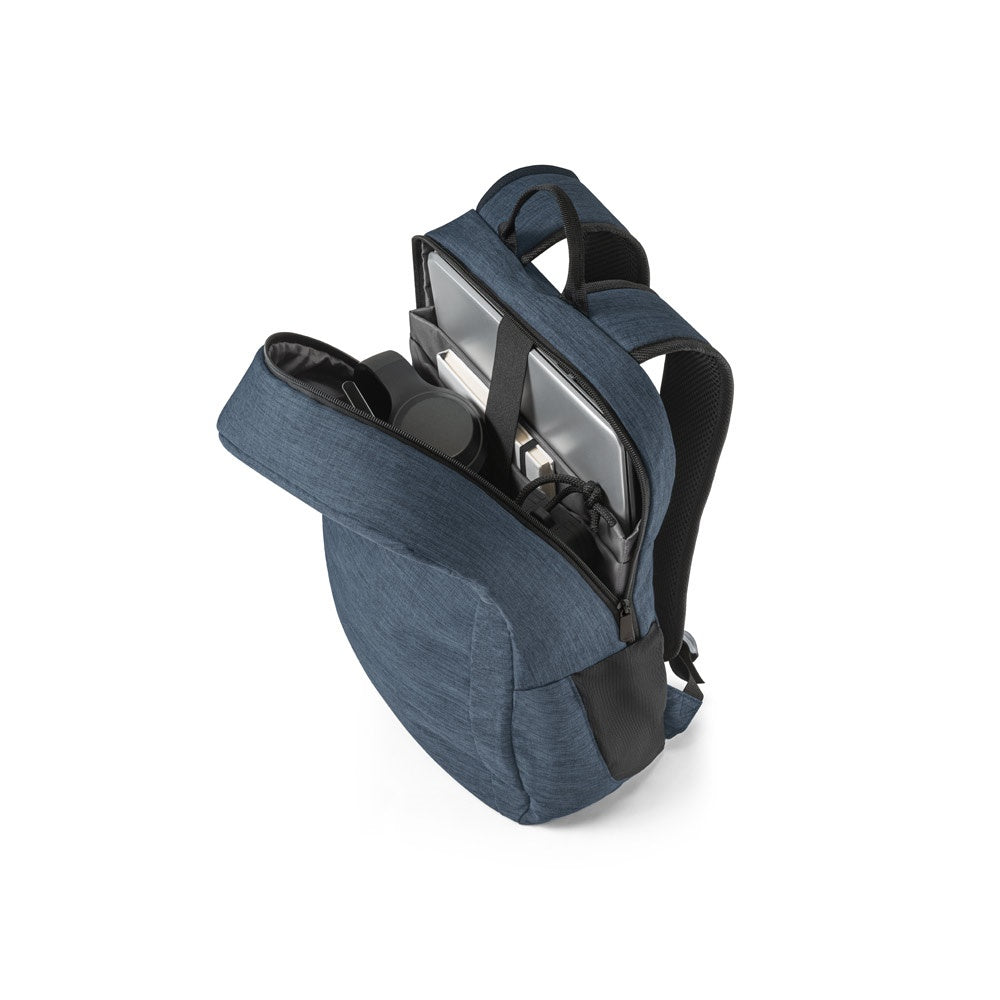 BUSINESS promotional laptop bag in blue (detail view) with custom logo branding