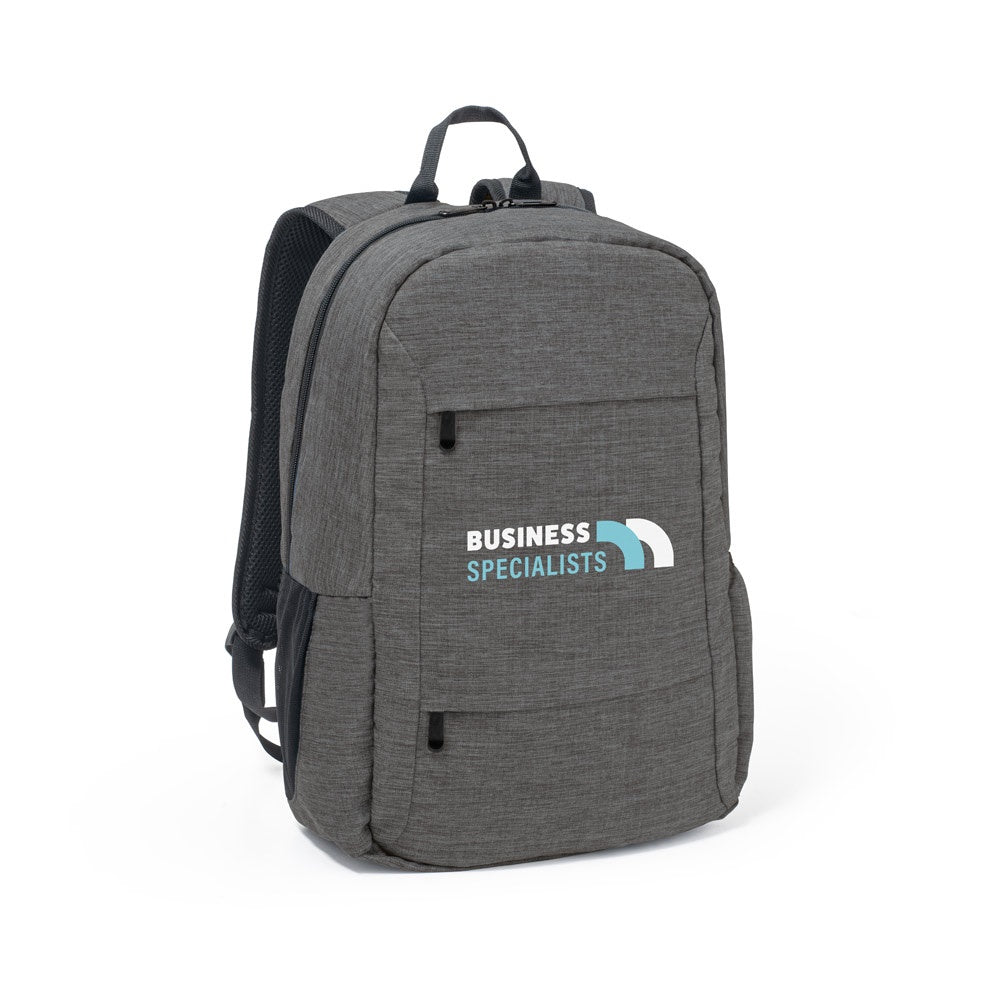 BUSINESS promotional laptop bag in dark grey with custom logo branding