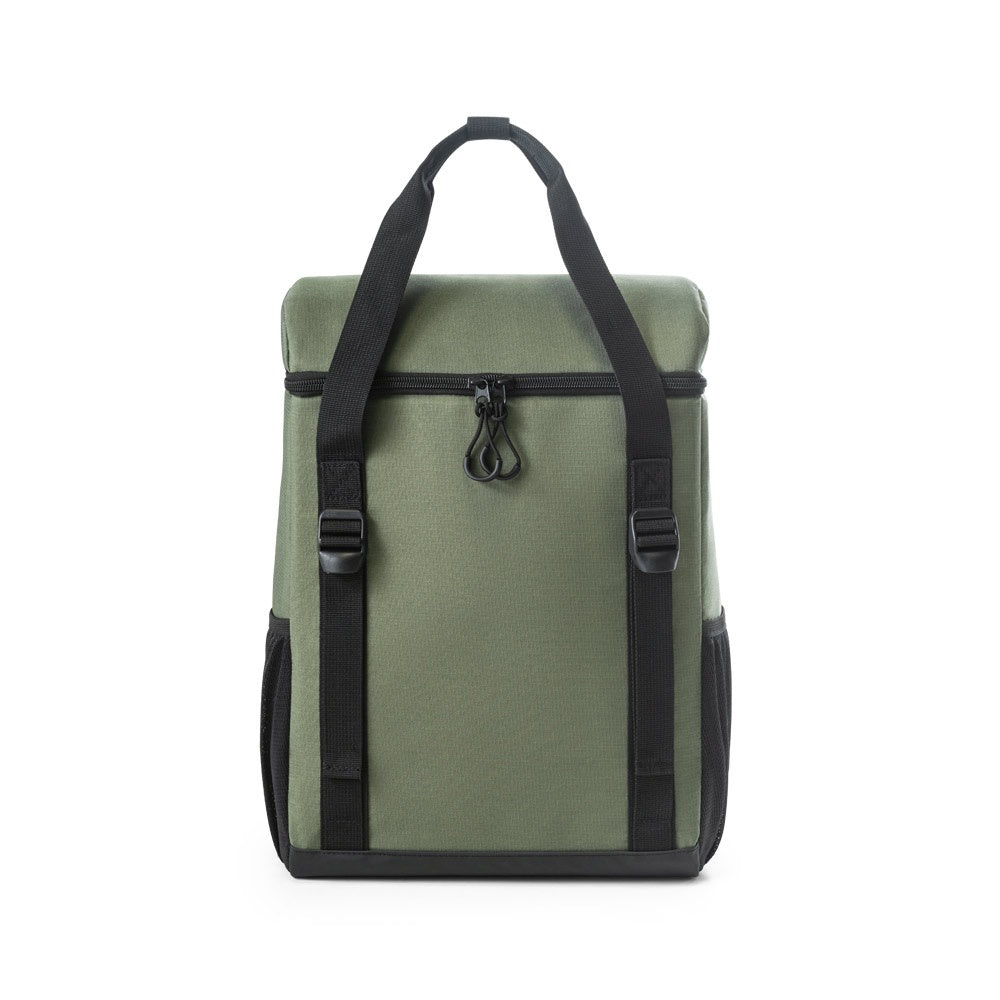 ROMA L promotional cooler bag in dark green (detail view) with custom logo branding