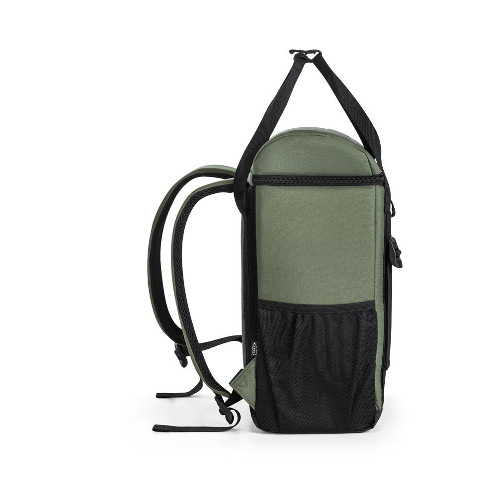 ROMA L promotional cooler bag in dark green (detail view) with custom logo branding