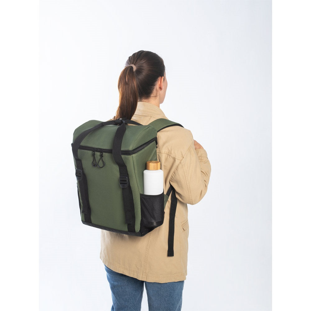 ROMA L promotional cooler bag in dark green with custom logo branding