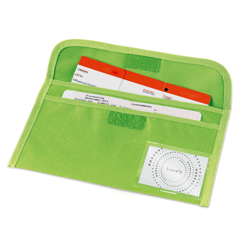 AIRLINE promotional travel accessory in light green (detail view) with custom logo branding