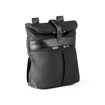 ROVER BACKPACK promotional backpack in black (detail view) with custom logo branding