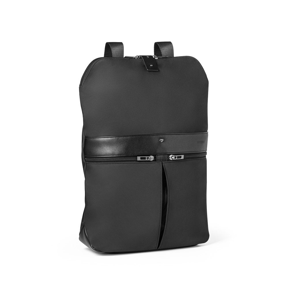 ROVER BACKPACK promotional backpack in black (detail view) with custom logo branding
