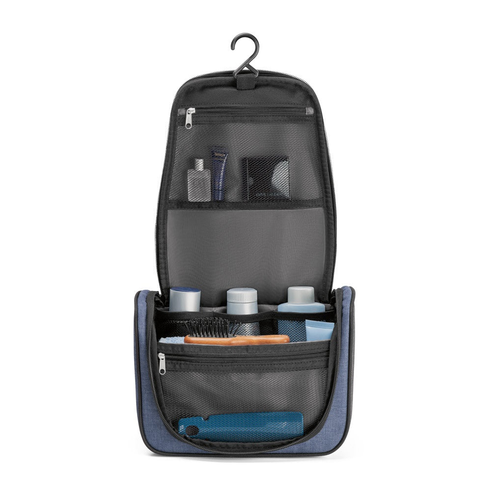 MILLI promotional travel accessory in blue (detail view) with custom logo branding