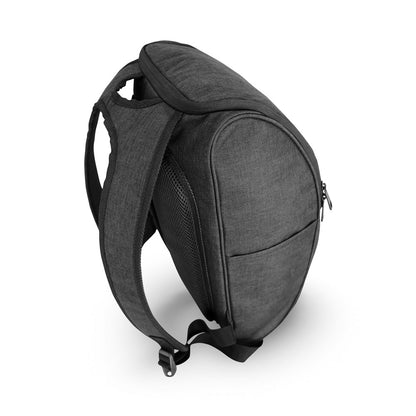 LUNAR promotional laptop bag in dark grey (detail view) with custom logo branding