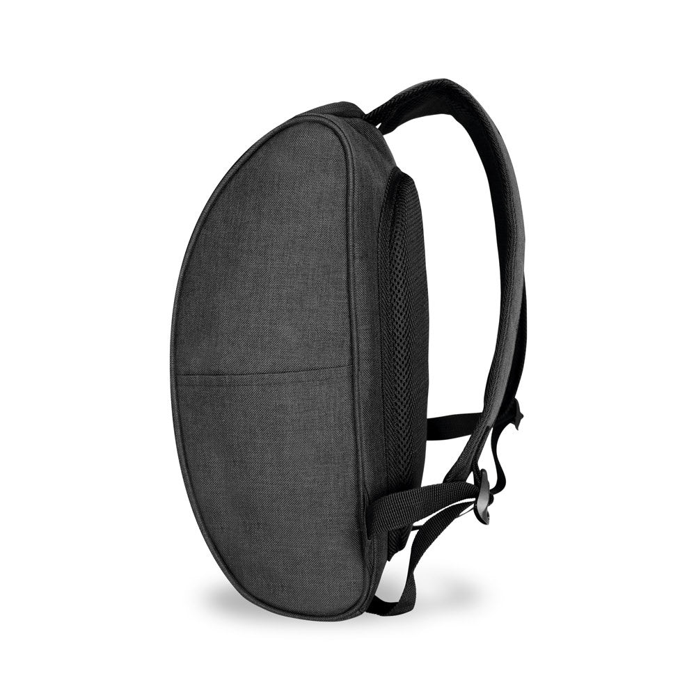 LUNAR promotional laptop bag in dark grey (detail view) with custom logo branding