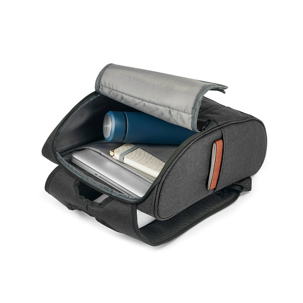 LUNAR promotional laptop bag in dark grey with custom logo branding