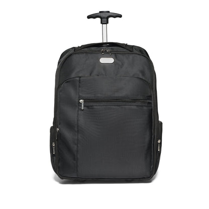 AVENIR promotional laptop bag in black (detail view) with custom logo branding