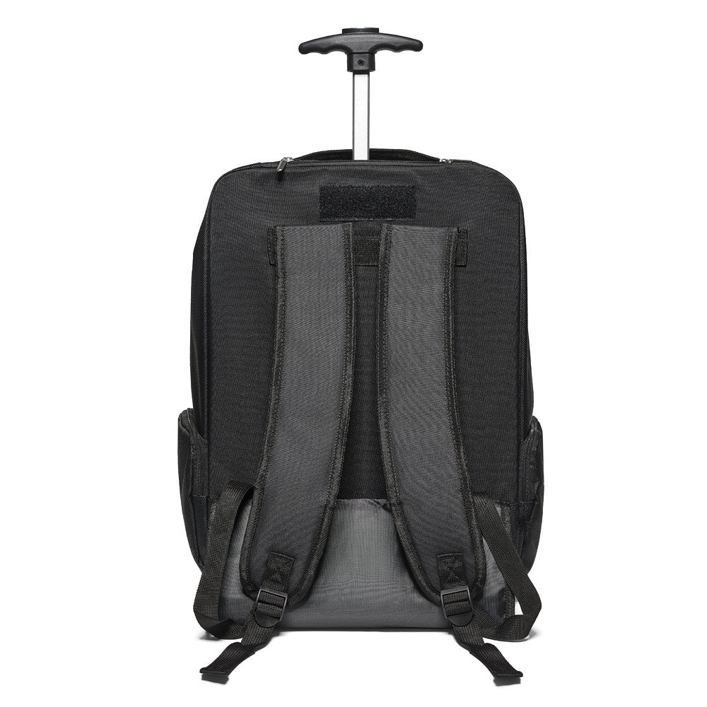 AVENIR promotional laptop bag in black (detail view) with custom logo branding