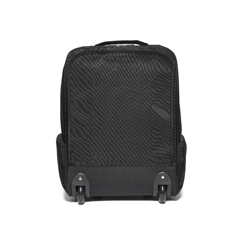 AVENIR promotional laptop bag in black (detail view) with custom logo branding