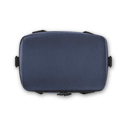 ROMA M promotional cooler bag in blue (detail view) with custom logo branding