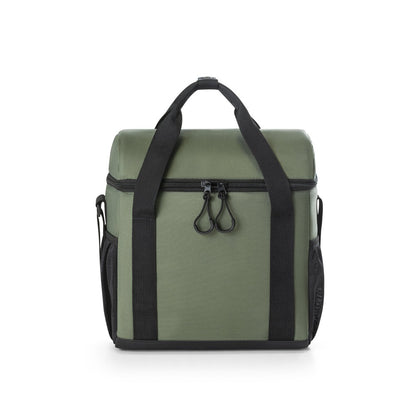ROMA M promotional cooler bag in dark green (detail view) with custom logo branding