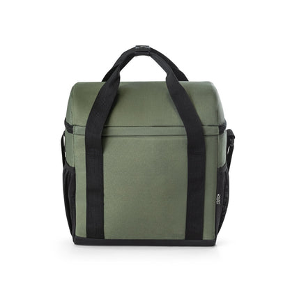 ROMA M promotional cooler bag in dark green (detail view) with custom logo branding