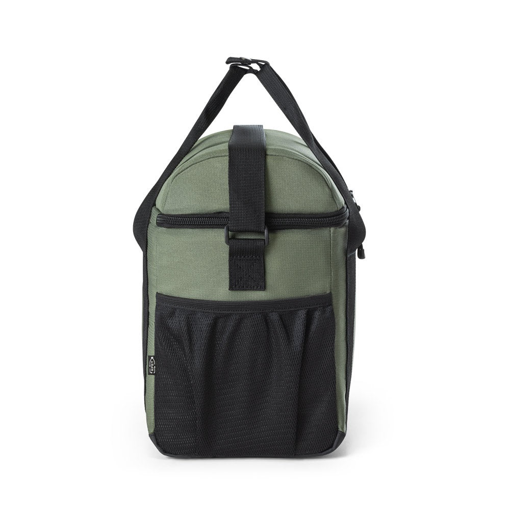 ROMA M promotional cooler bag in dark green (detail view) with custom logo branding