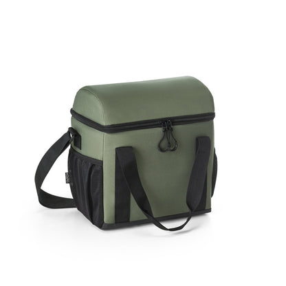 ROMA M promotional cooler bag in dark green (detail view) with custom logo branding