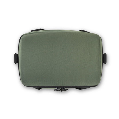 ROMA M promotional cooler bag in dark green (detail view) with custom logo branding