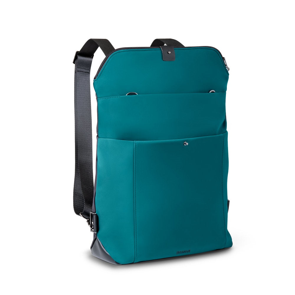 ROVER BACKPACK II promotional backpack in petrol blue (detail view) with custom logo branding