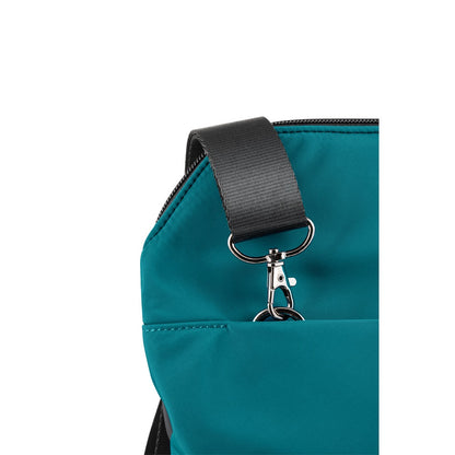 ROVER BACKPACK II promotional backpack in petrol blue (detail view) with custom logo branding