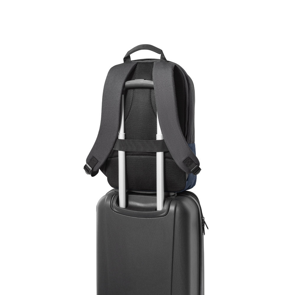 GENOA BPACK promotional backpack in blue (detail view) with custom logo branding