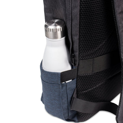 GENOA BPACK promotional backpack in blue (detail view) with custom logo branding
