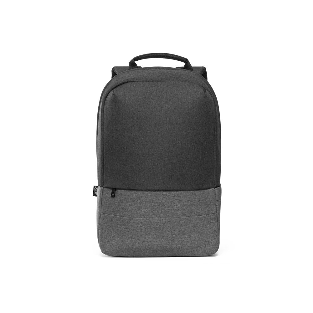 GENOA BPACK promotional backpack in grey (detail view) with custom logo branding