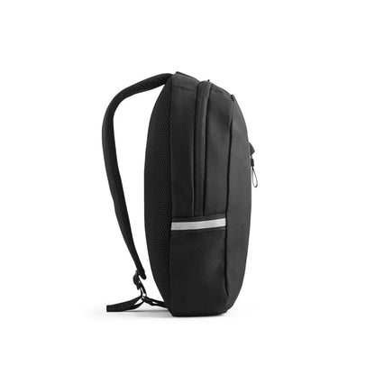 DELFOS promotional travel bag in black (detail view) with custom logo branding