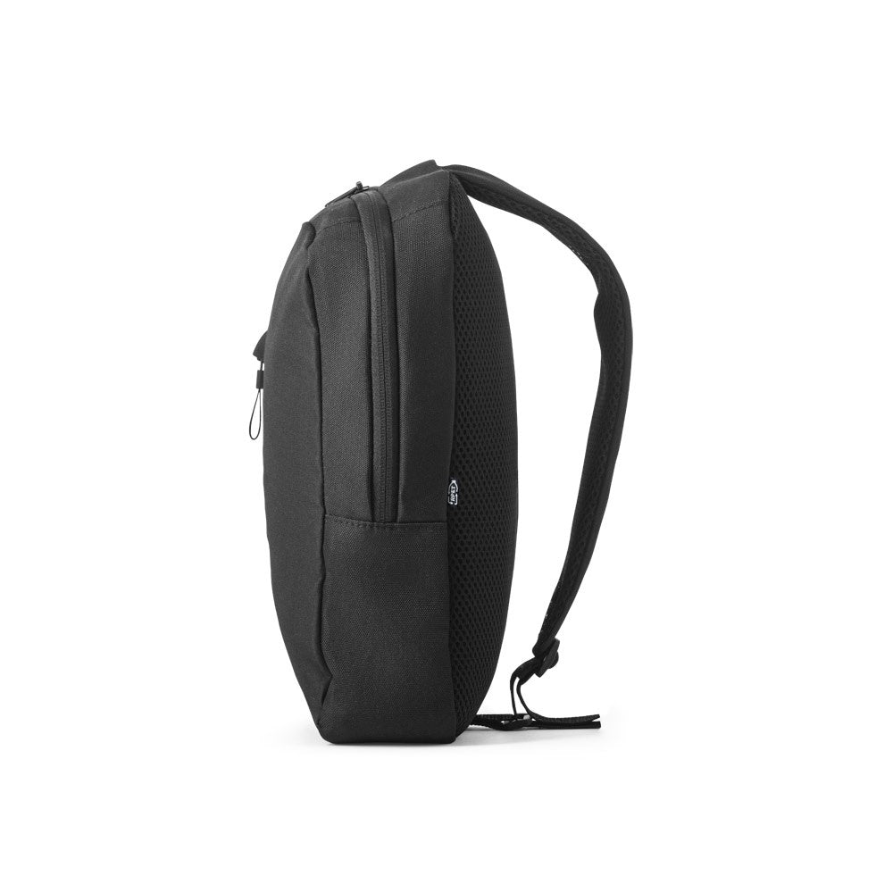 DELFOS promotional travel bag in black (detail view) with custom logo branding