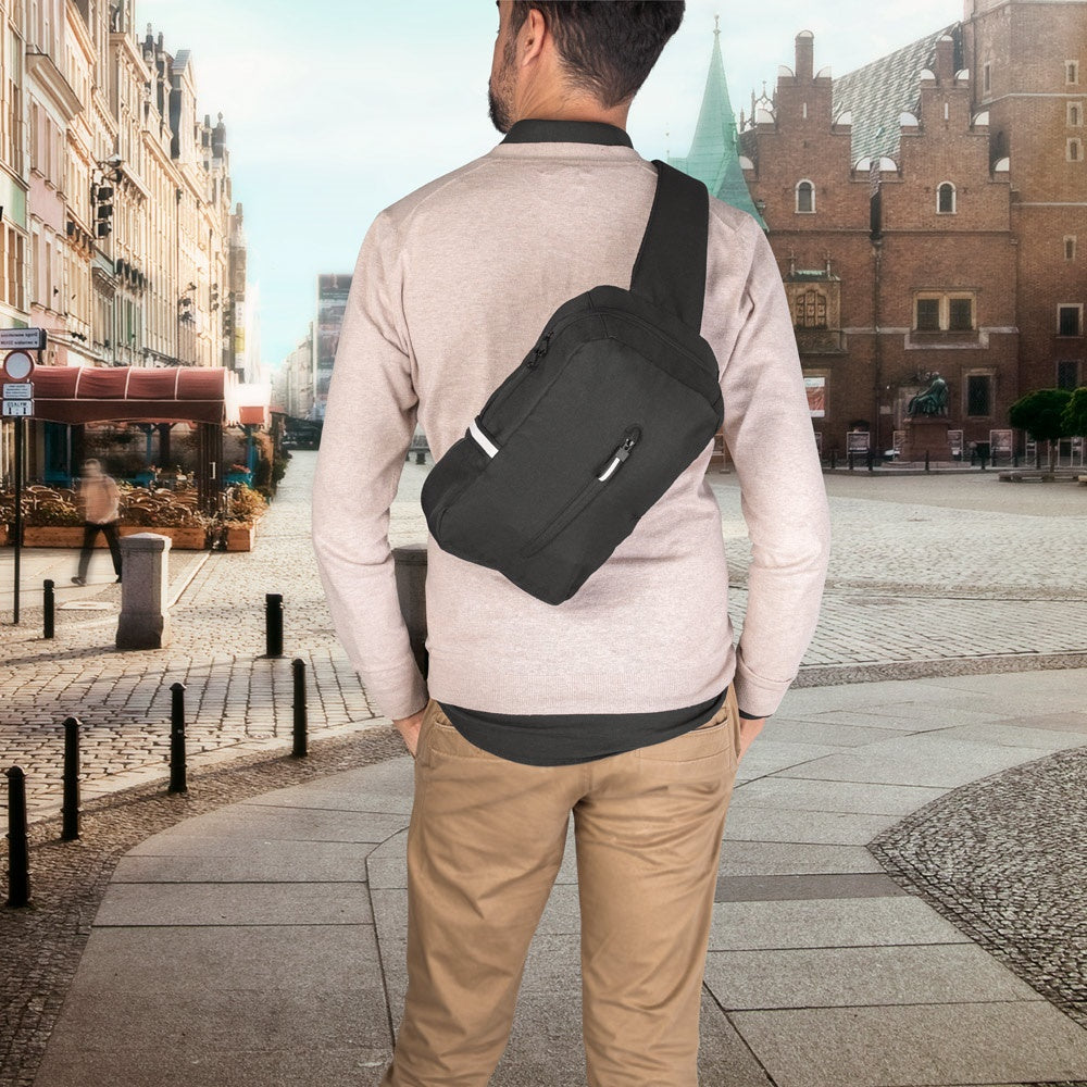 DELFOS promotional travel bag with custom logo branding