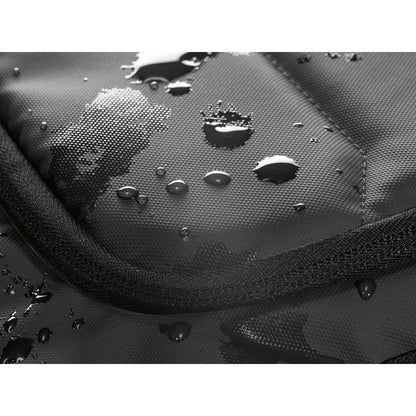 TOULON promotional laptop bag in black (detail view) with custom logo branding