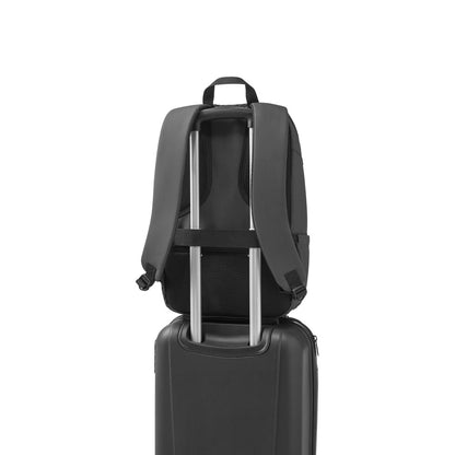 TOULON promotional laptop bag in black (detail view) with custom logo branding