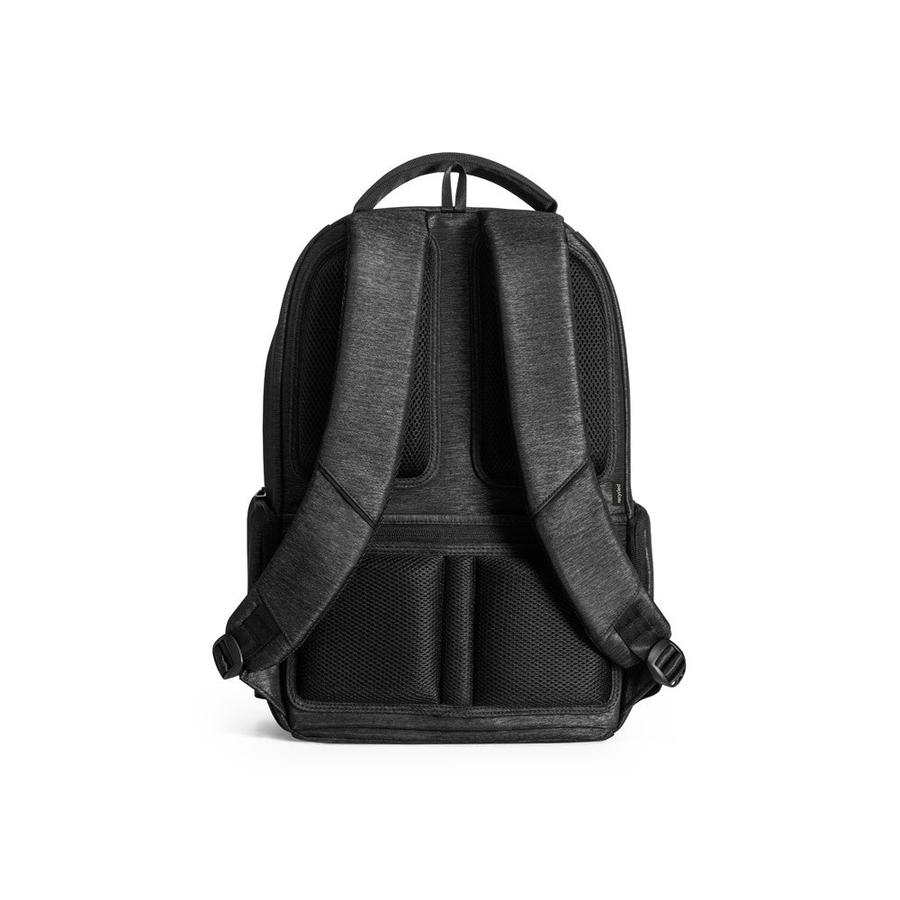 RE-BOSTON promotional laptop bag in black (detail view) with custom logo branding