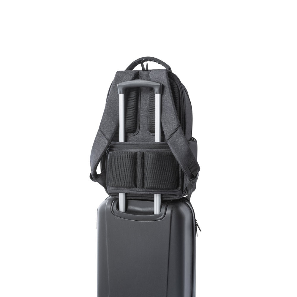 RE-BOSTON promotional laptop bag in dark grey (detail view) with custom logo branding