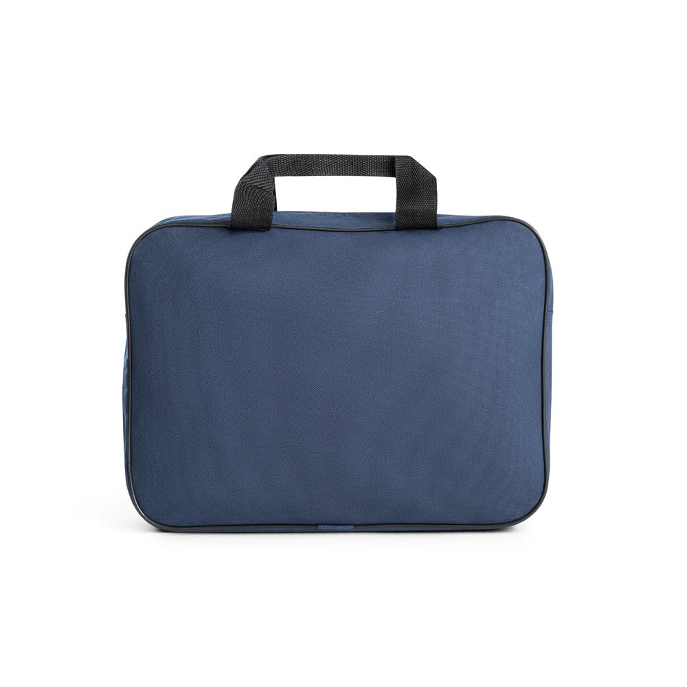 DOHA promotional document folder in blue (detail view) with custom logo branding