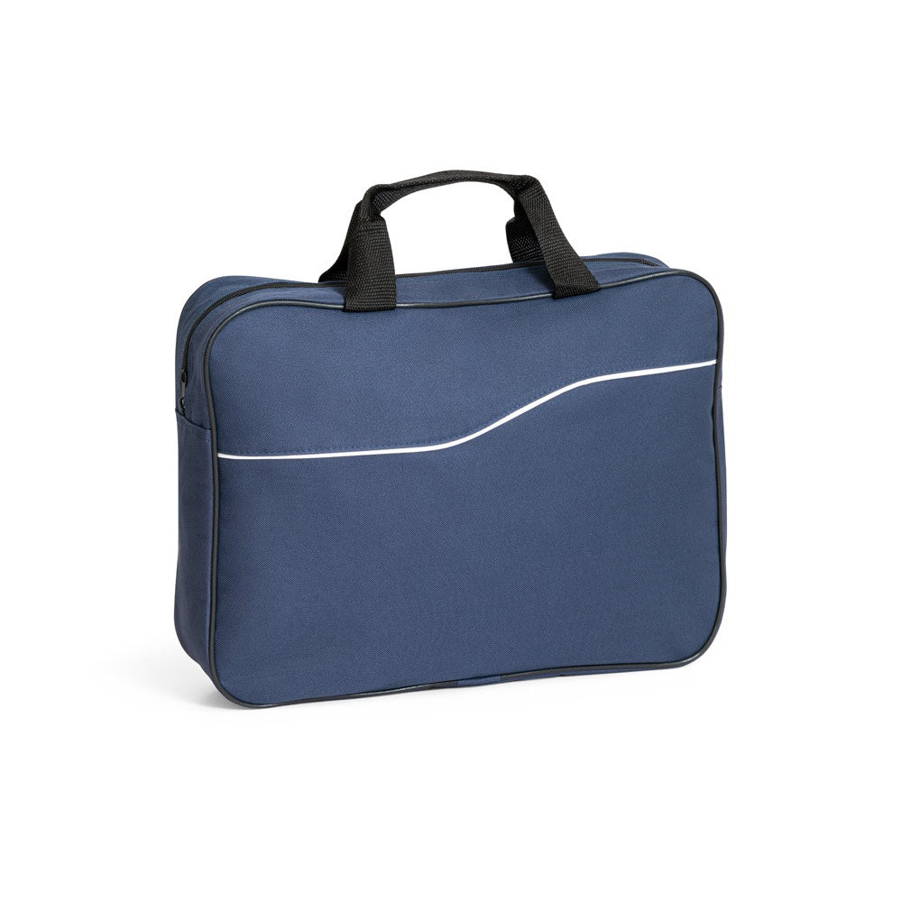 DOHA promotional document folder in blue with custom logo branding