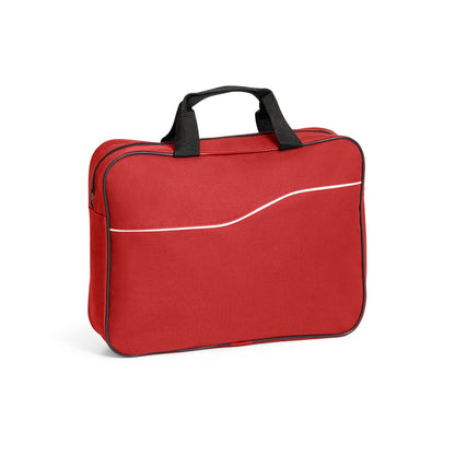DOHA promotional document folder in red with custom logo branding