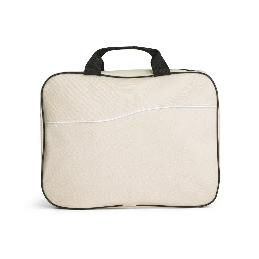 DOHA promotional document folder in beige (detail view) with custom logo branding
