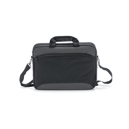 SANTANA promotional laptop bag in grey (detail view) with custom logo branding