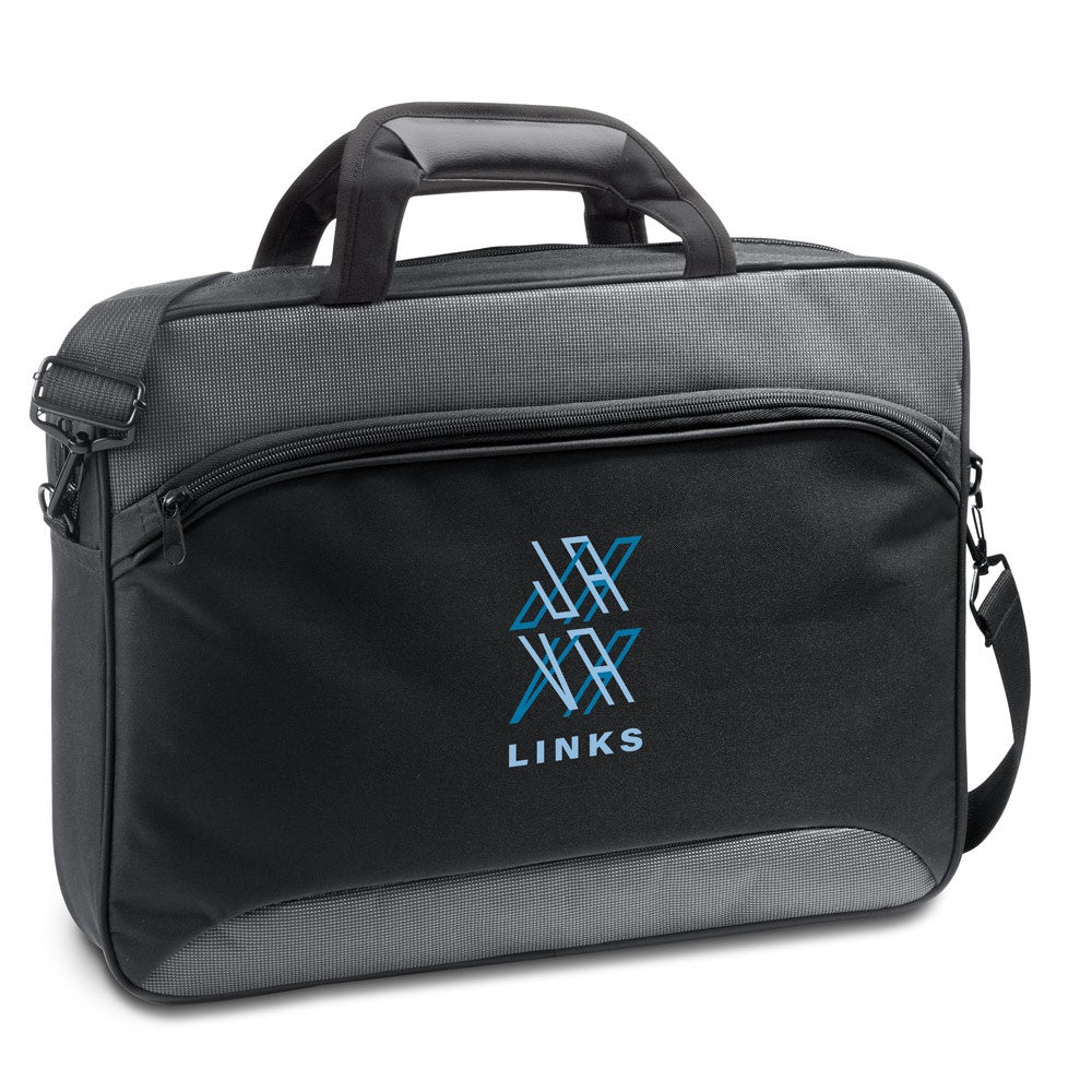 SANTANA promotional laptop bag in grey with custom logo branding