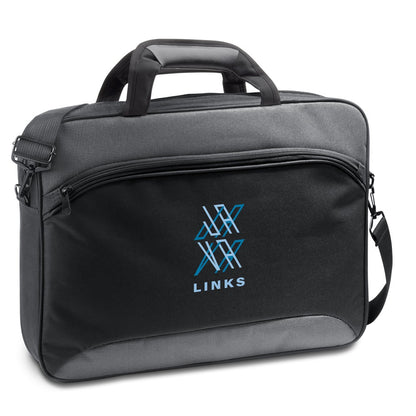 SANTANA promotional laptop bag in grey with custom logo branding