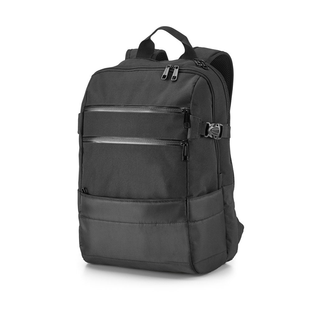 ZIPPERS BPACK promotional laptop bag in black with custom logo branding