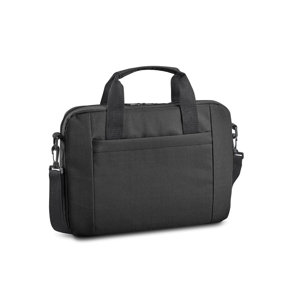 METZ promotional laptop bag in black with custom logo branding