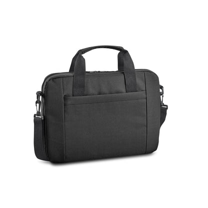 METZ promotional laptop bag in black with custom logo branding