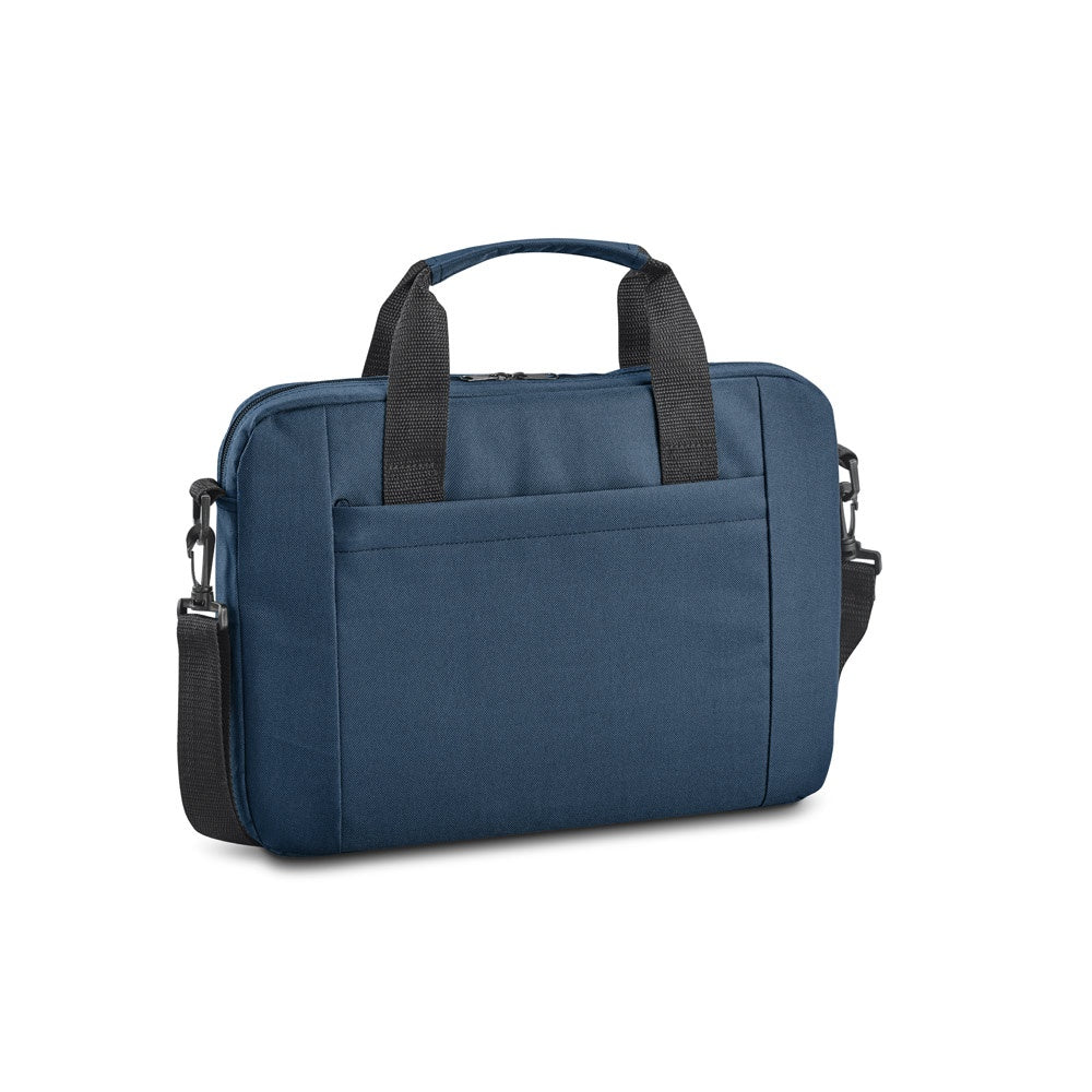 METZ promotional laptop bag in blue with custom logo branding