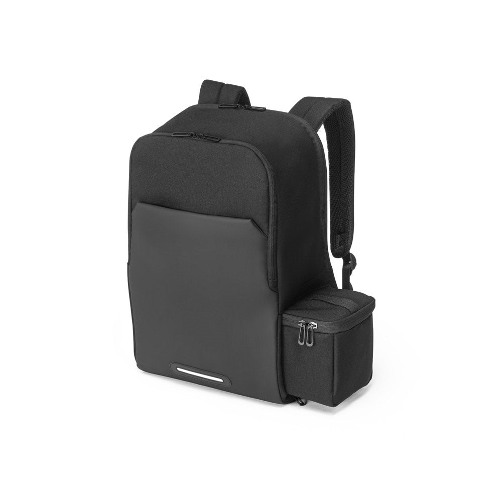 BELFAST promotional backpack in black with custom logo branding